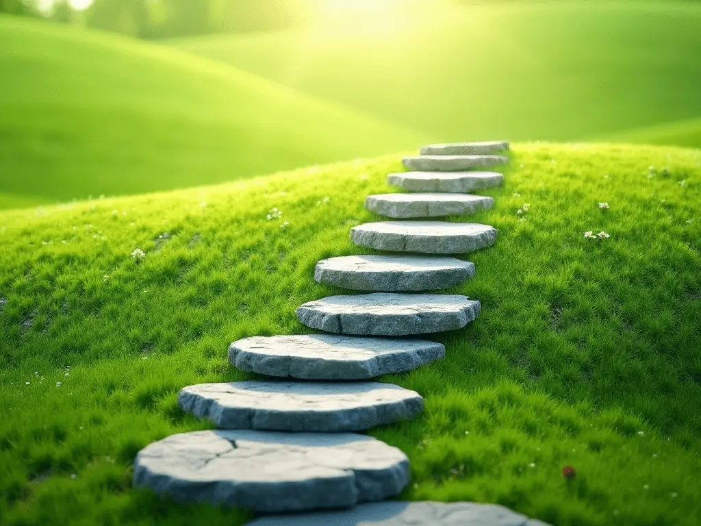 Stepping stone pathway symbolizing incremental progress in skill development