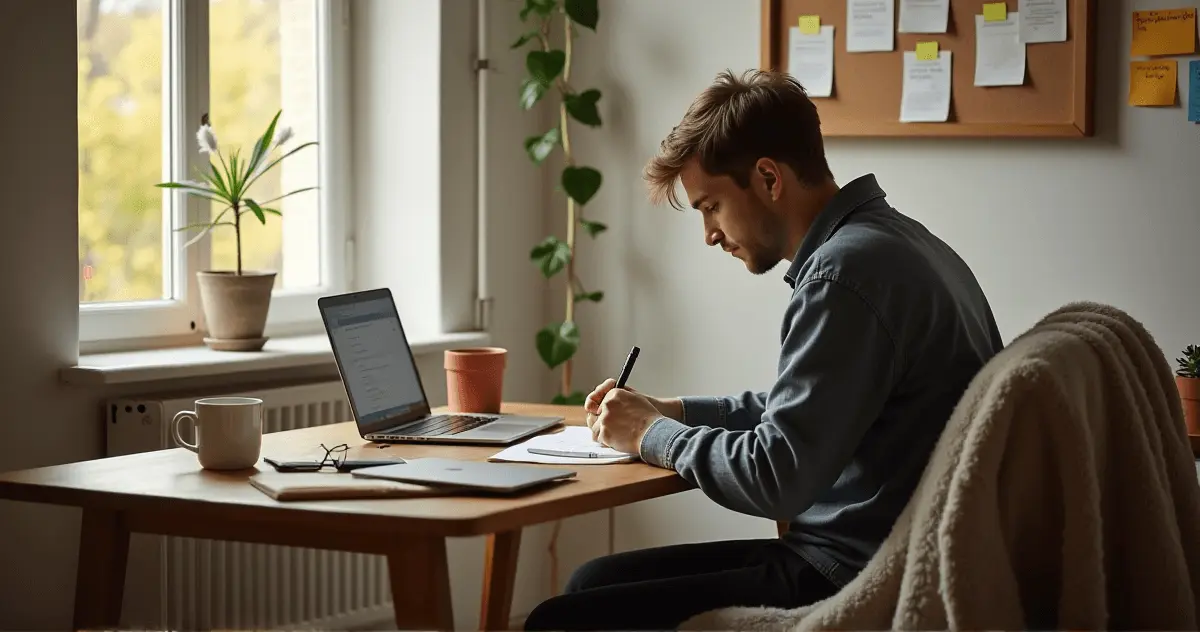 A young person practicing a skill in a cozy, everyday setting