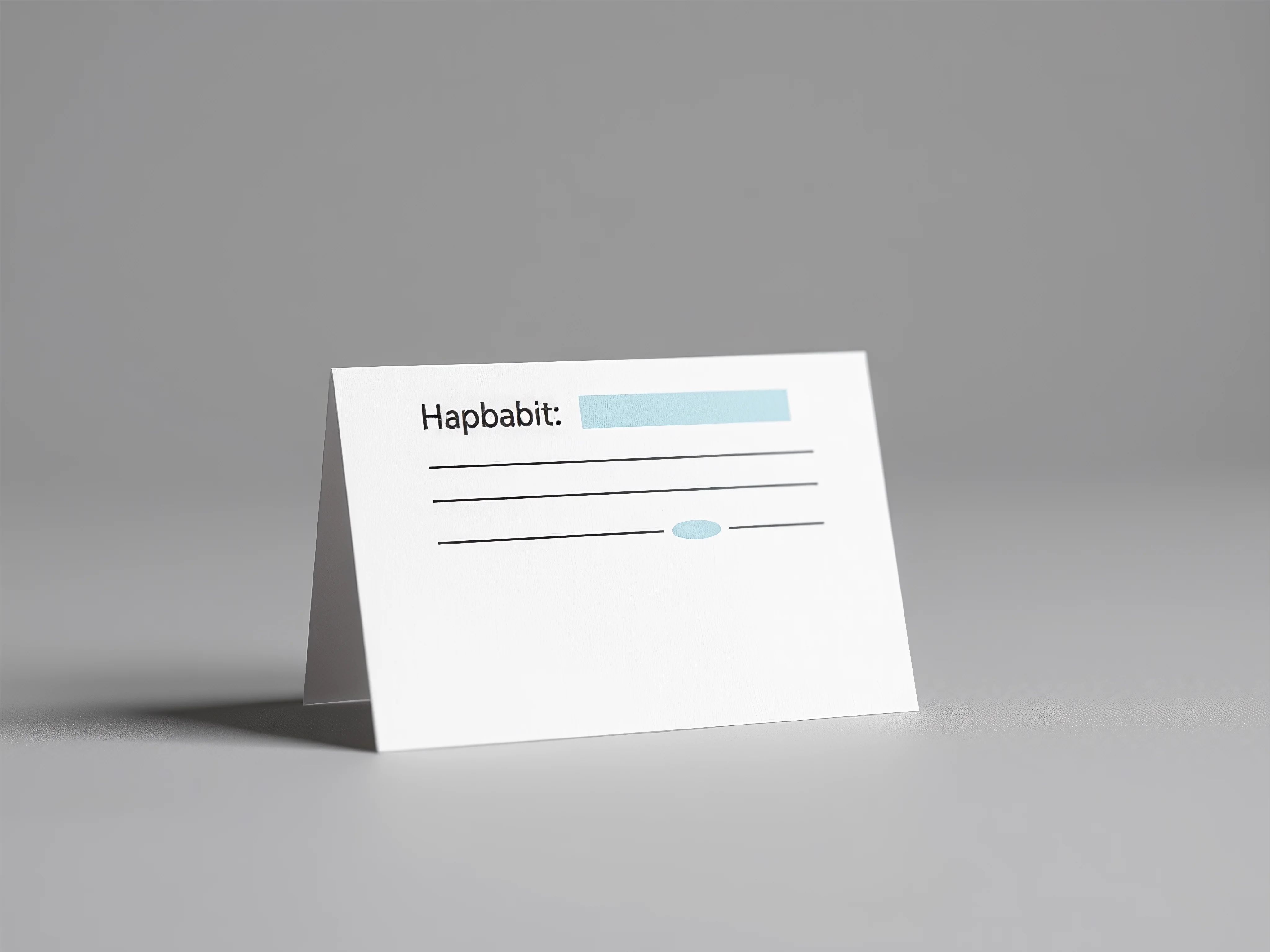 Minimalist habit reference card with abstract lines and blue accent.